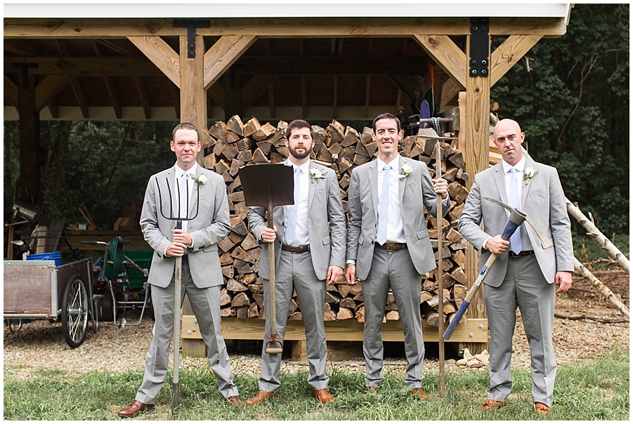 Iconic American Gothic remake with Groom & Groomsmen