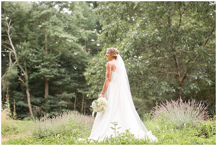 Bride in a field of lavender for bridal portraits 