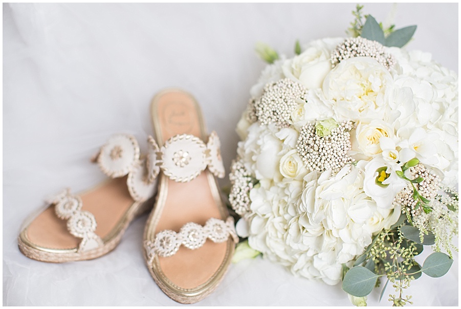 White Hydrangea Bouquet with Jack Roger Shoes