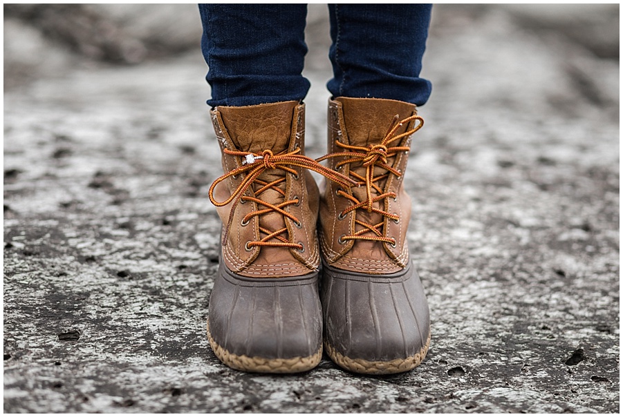 LL Bean boots with engagement ring 
