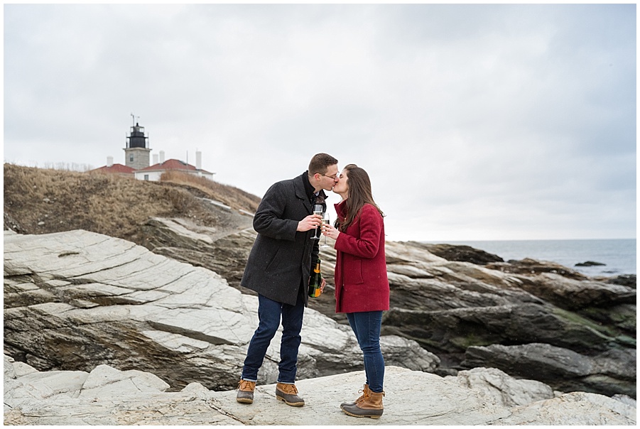 Champagne Toast at Beavertail Lighthouse 