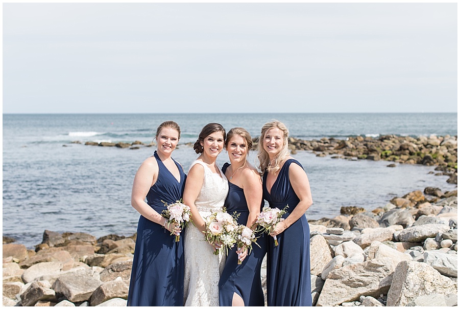 Bride and bridesmaids at Narragansett Beach