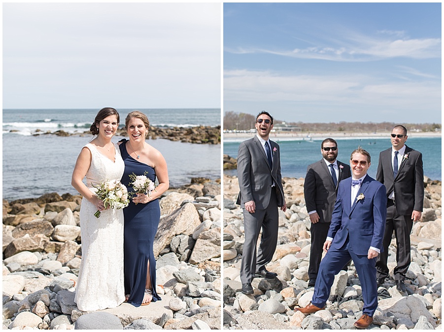 Bridal party photos at Narragansett beach