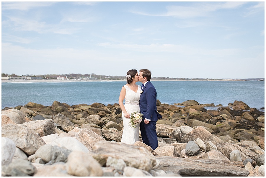 Bride and Groom portraits at Narragansett beach