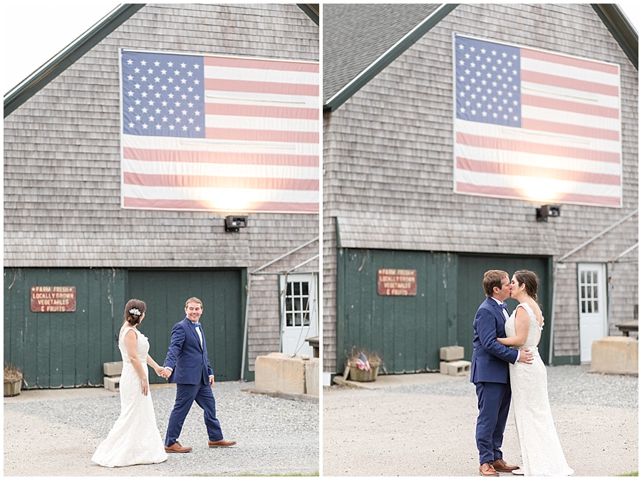 Barn photos with bride and groom at Kinney Bungalow