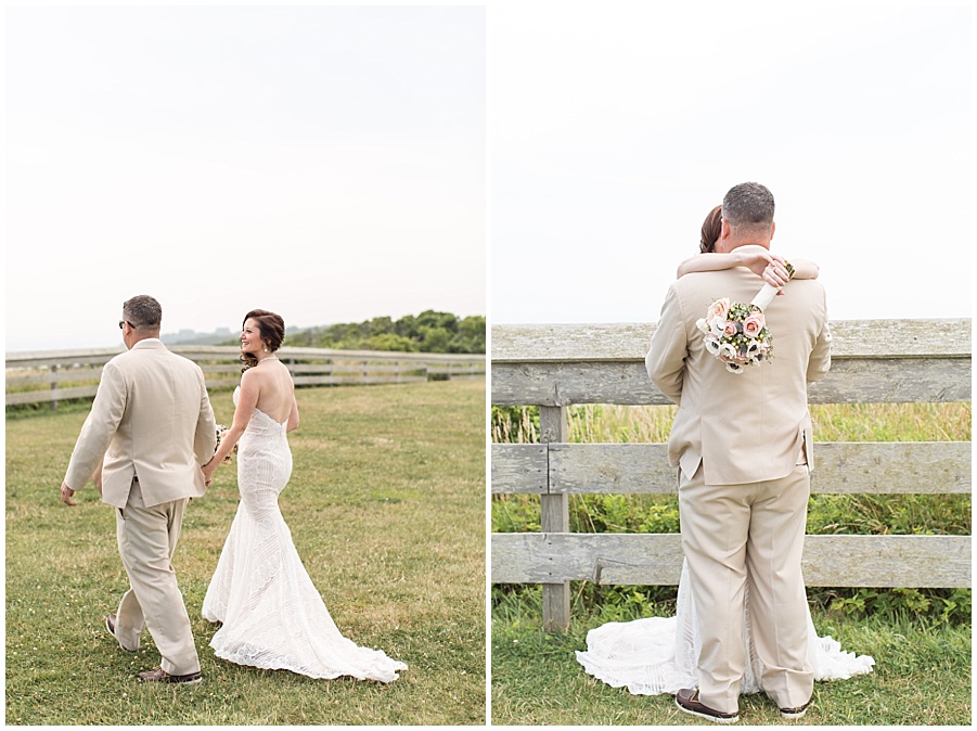 Bride and Groom portraits overlooking the bluffs on Block Island