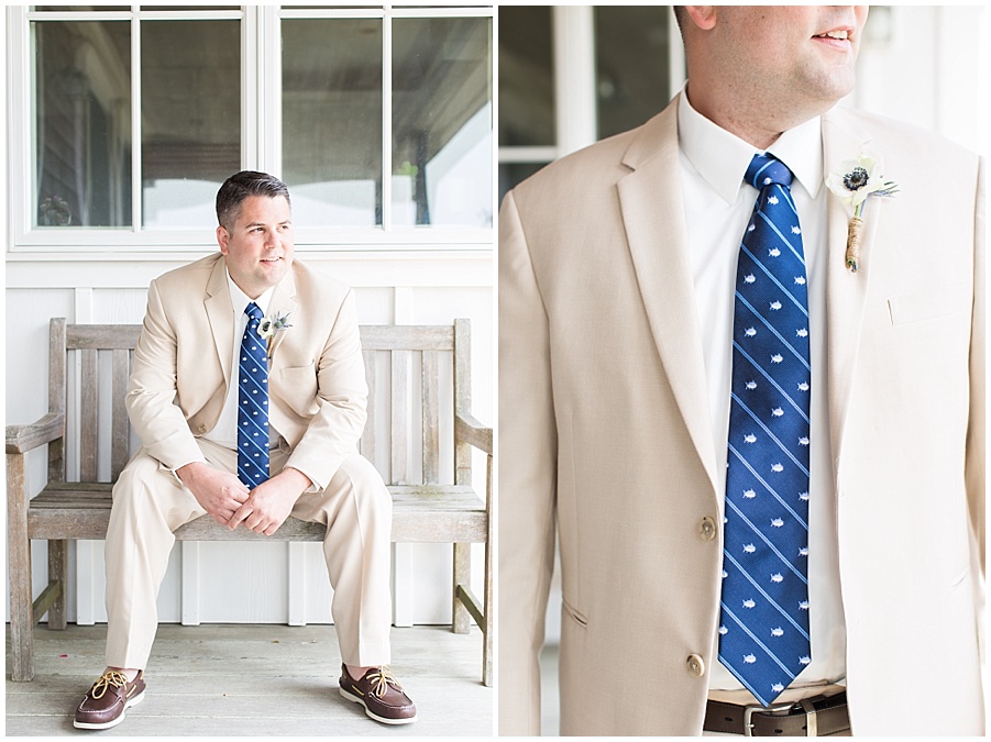 Groom with Southern Tide fish tie and boat shoes
