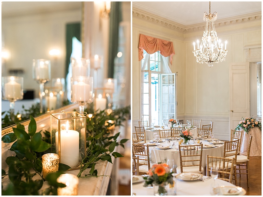 Romantic Glen Manor wedding reception details 