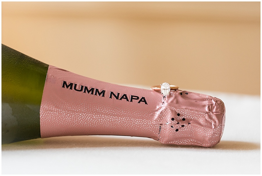 Mumm Napa Champagne with engagement ring