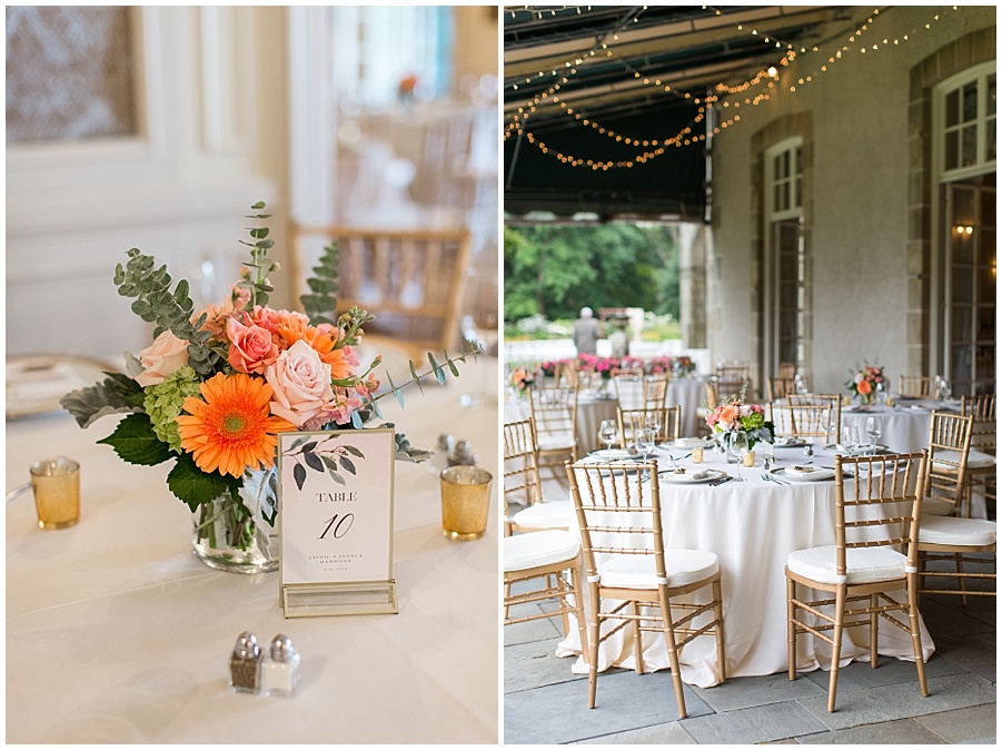 Romantic Glen Manor wedding reception details 