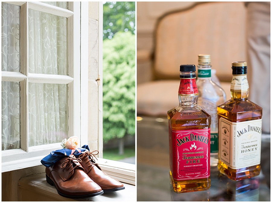 shoes, tie and booze for the Groomsmen at Glen Manor wedding