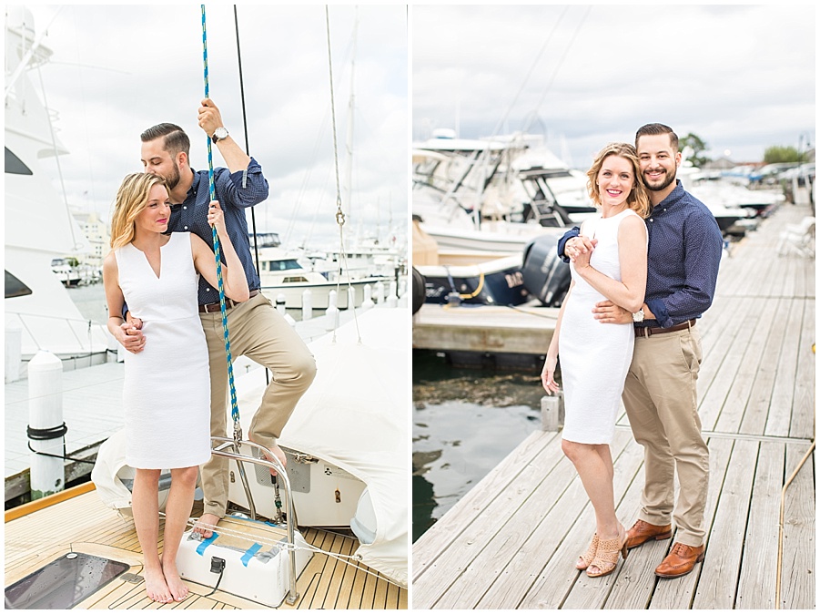photos of engaged couple on a yacht 