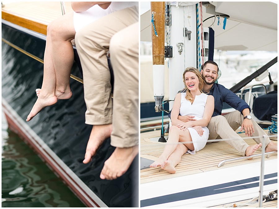 newport engagement photos on yacht in newport 