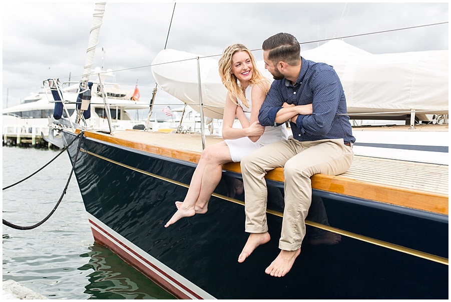 Photos of engaged couple on a yacht 