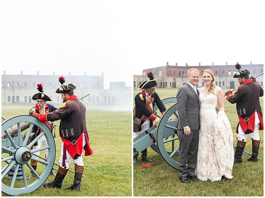 Fort Adams classic artillery cannon shot by bride and groom