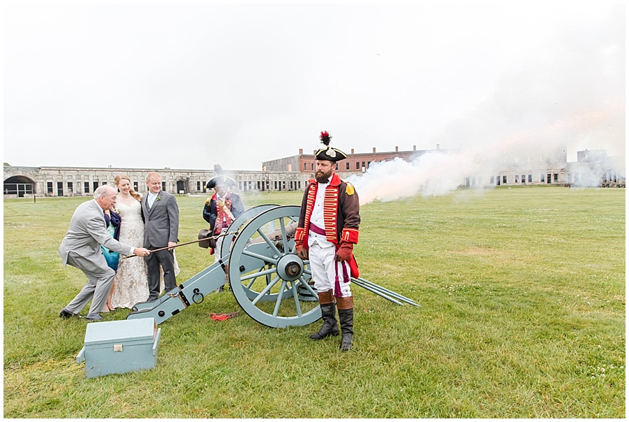 Fort Adams classic artillery cannon shot by bride and groom