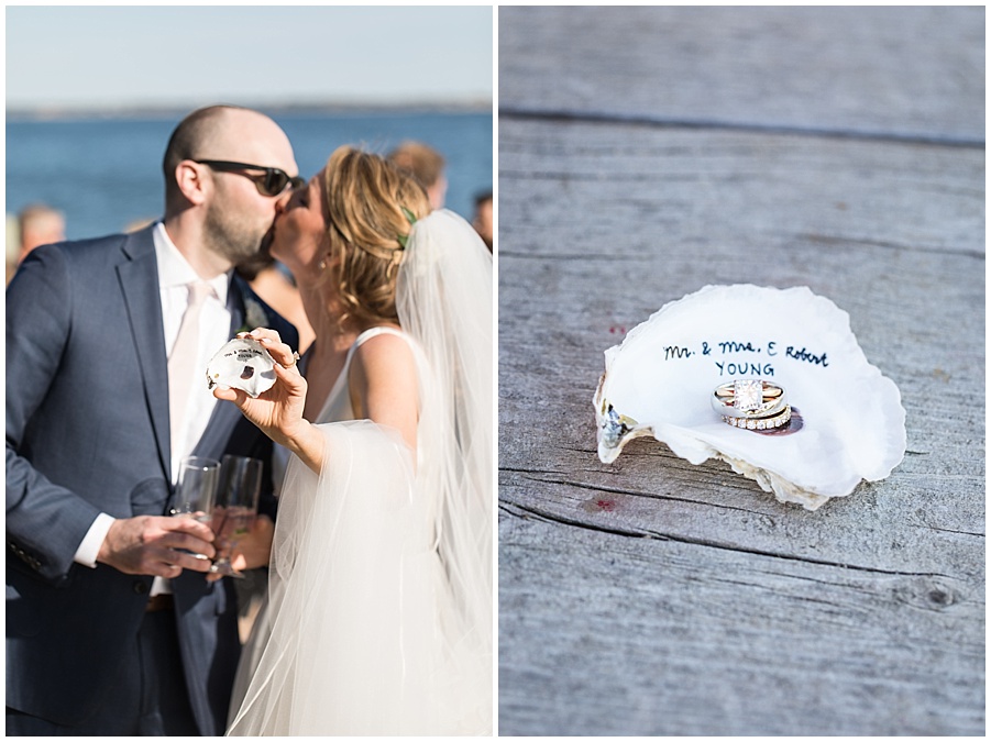 oyster shell escort card at cape cod wedding 