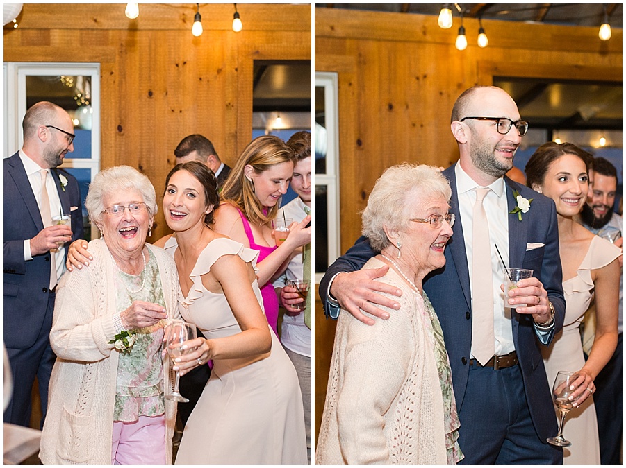 groom's grandmother has a great time dancing at cape cod wedding