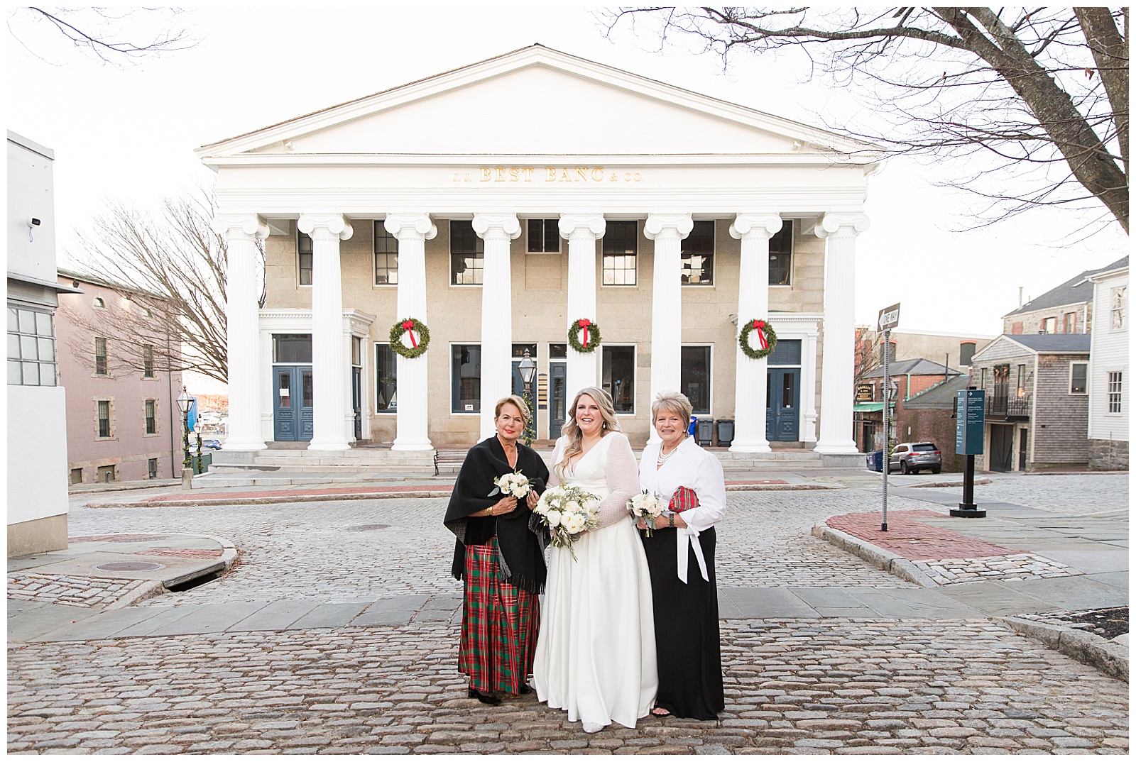 Bride poses with mothers of the bride/groom in New Bedford