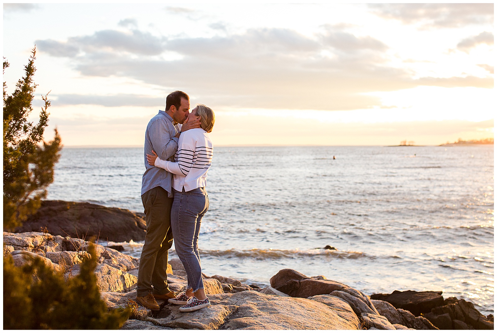 coastal new england engagement session on the water
