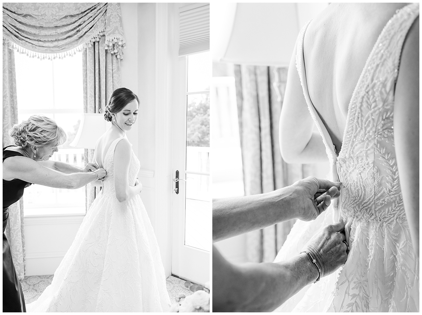 Bridal portraits in the bridal suite at the Chanler at Cliff Walk