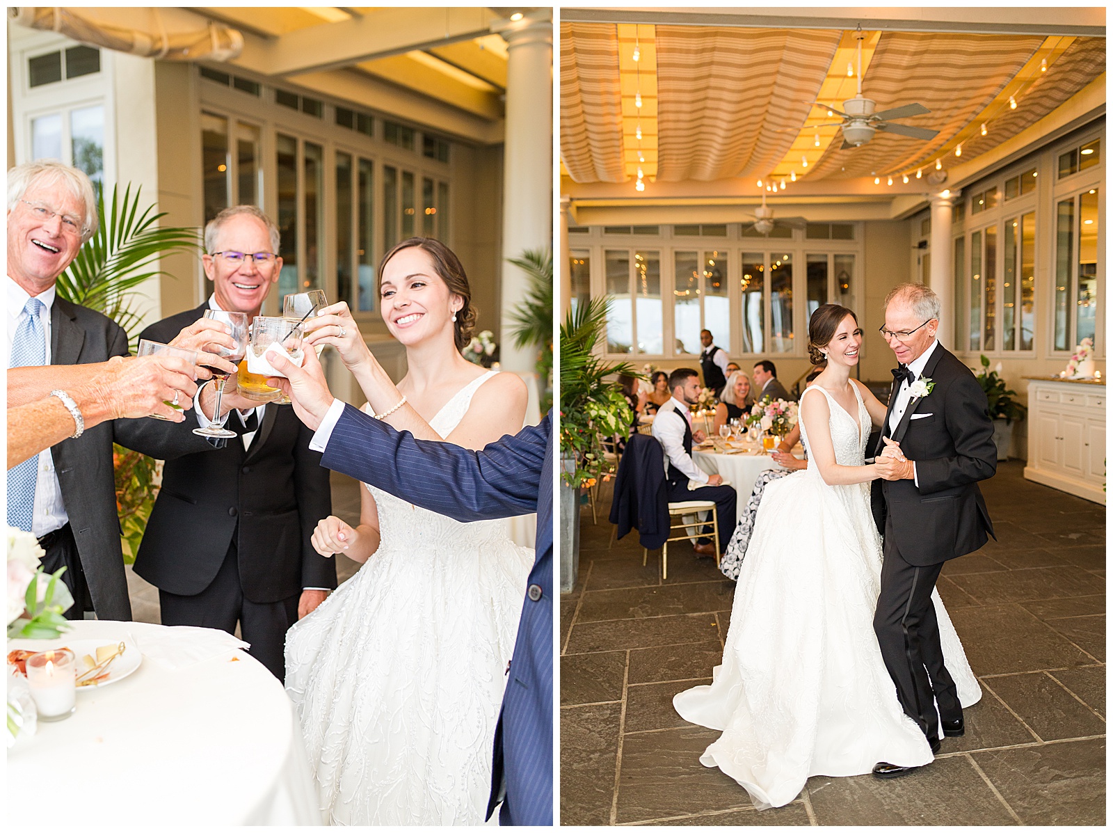 cheers to the bride and groom at a Chanler wedding