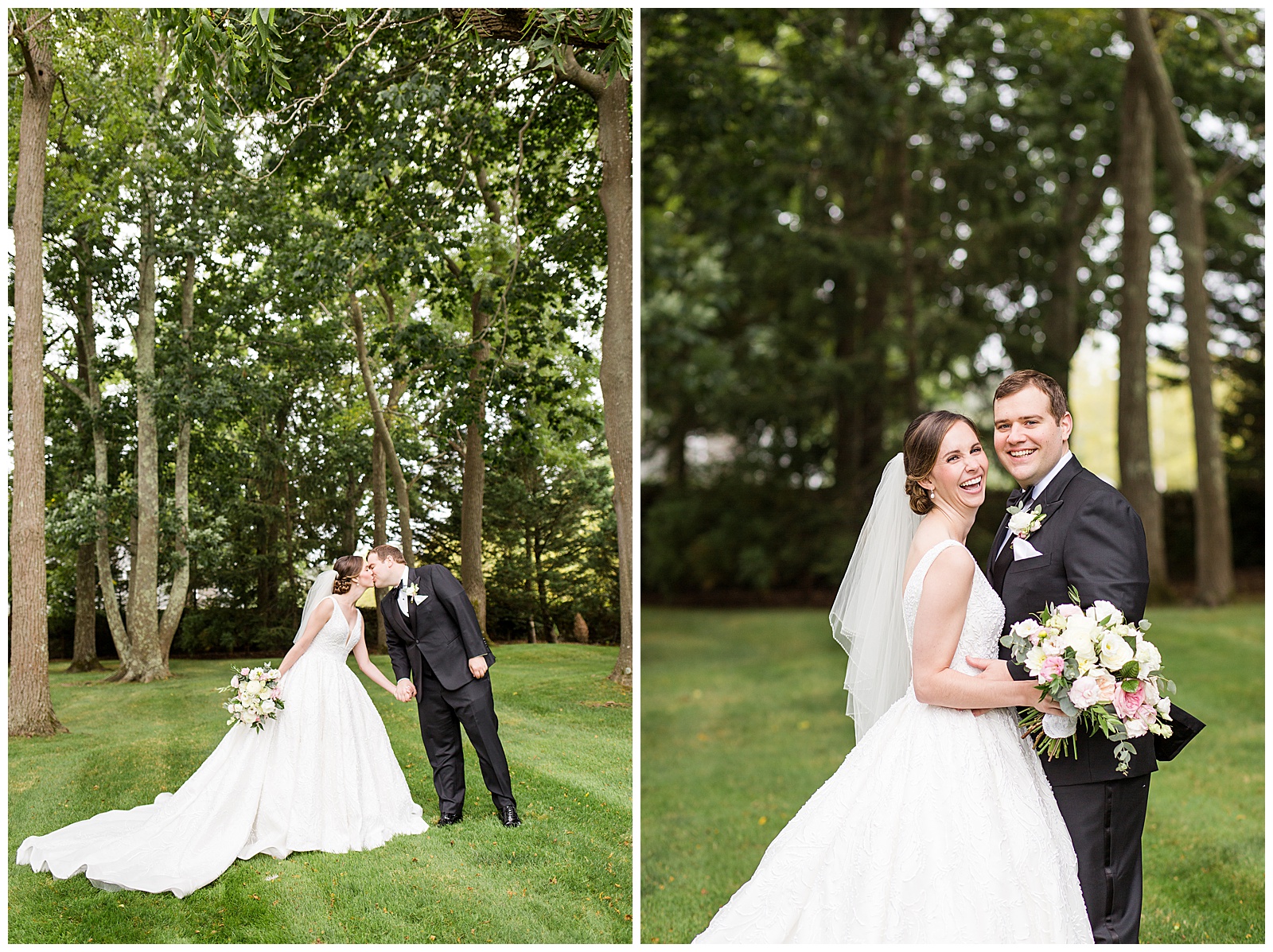 Bridal portraits in the back field of the Chanler at Cliff WAlk