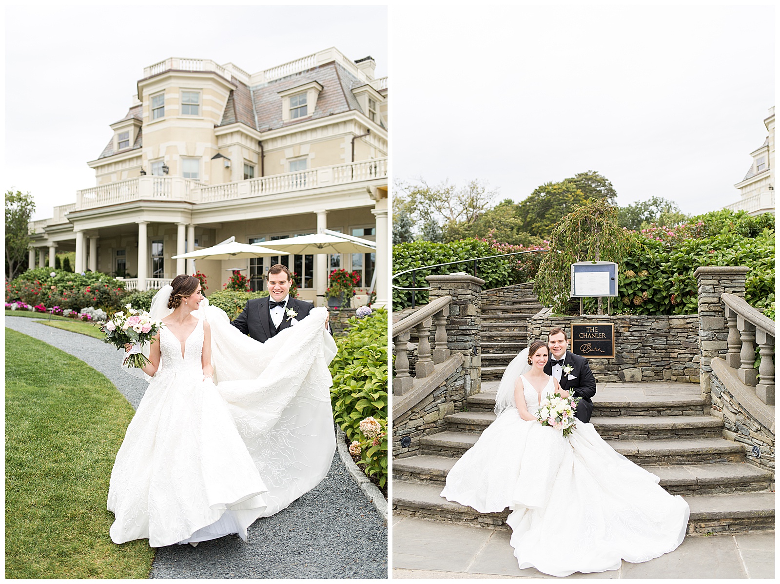 The Chanler wedding portraits overlooking the mansion