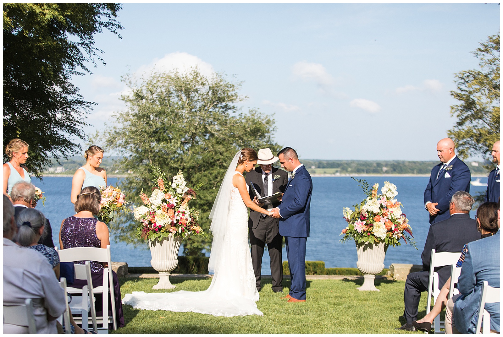 Wedding on the lawn overlooking the Sakonnet River at Glen Manor House
