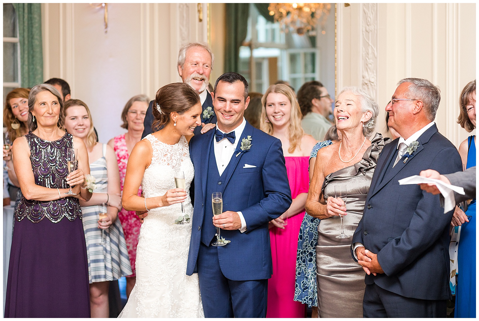 toasts at wedding reception at glen manor house