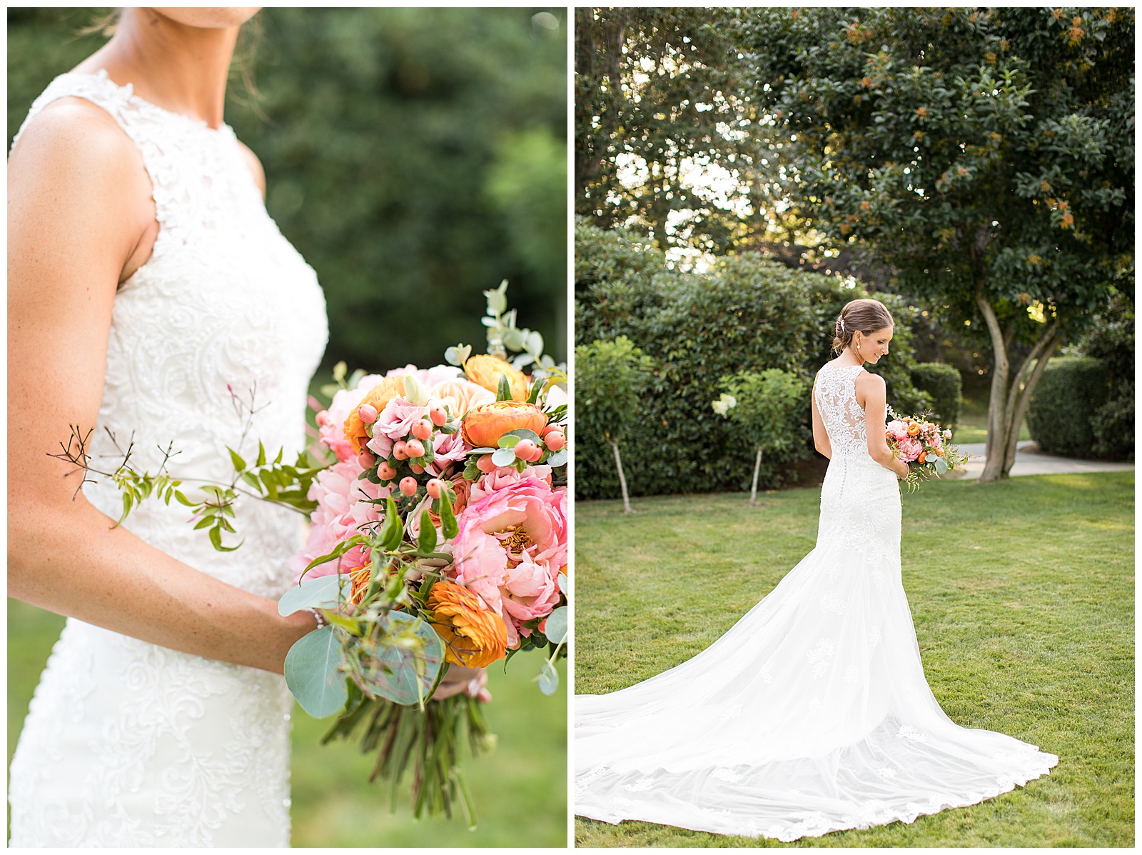 bridal portraits in the gardens at Glen Manor