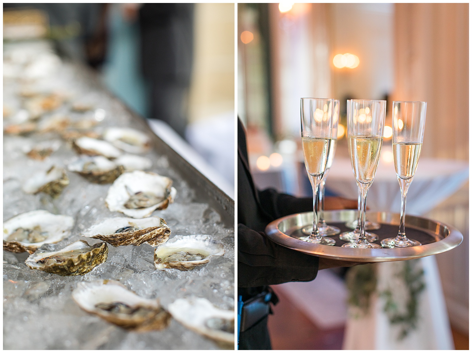 Blackstone Caterers champagne and oyster bar at wedding reception