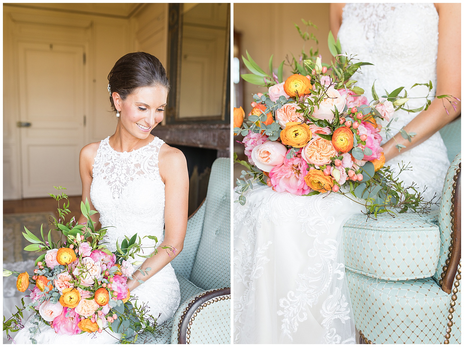 vibrant summer bouquet of flowers for the bride at Glen Manor