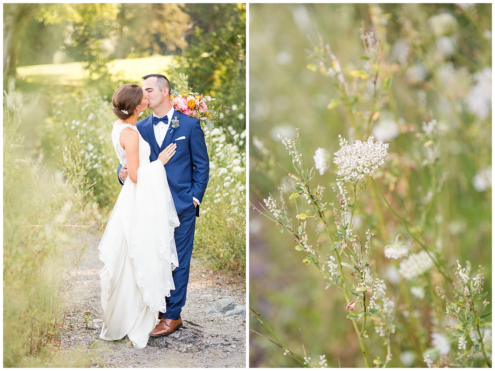 summer wedding portraits in the grasses at Glen Manor House 