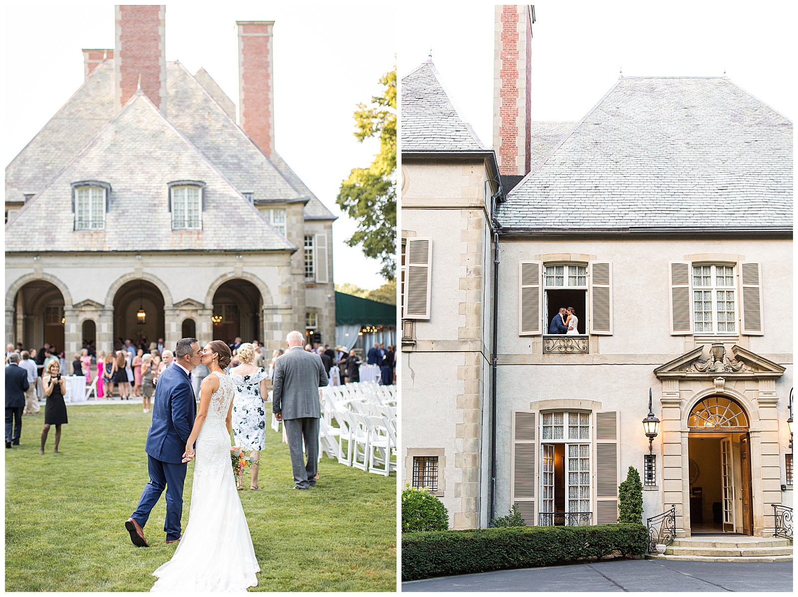 portraits of the bride and groom outside Glen Manor House
