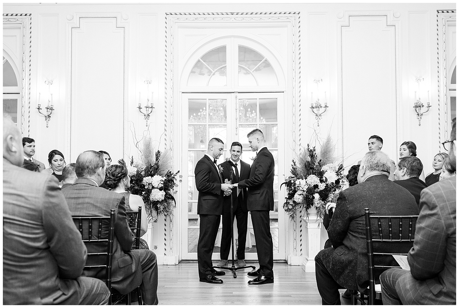 grooms say their wedding vows at Tupper Manor