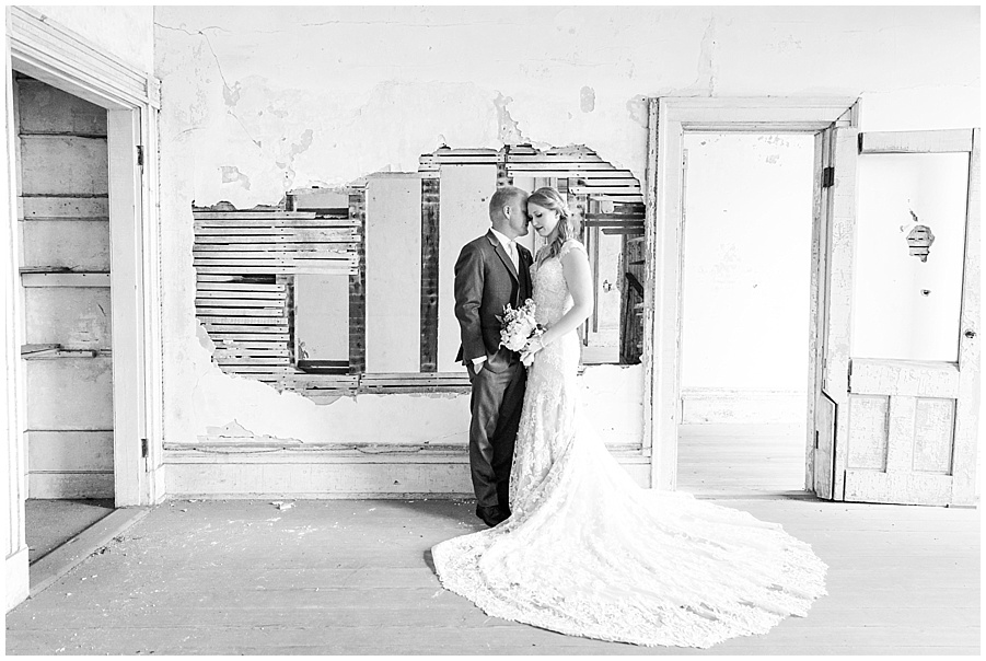 bride and groom inside Fort Adams for formal photos